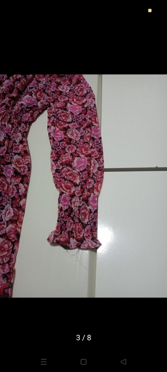 Çiçek Desenli balon kol Kadın Elbise - Görsel 3