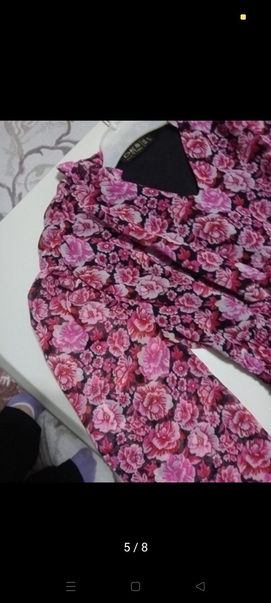 Çiçek Desenli balon kol Kadın Elbise - Görsel 5