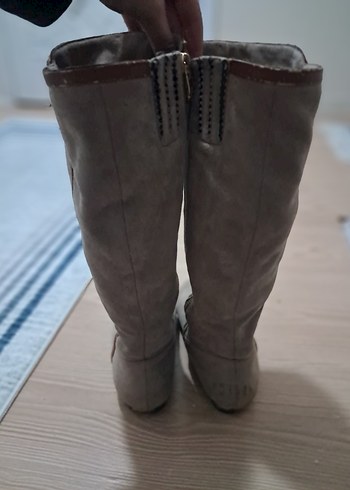 Bej Süet Kadın Dizüstü Çizme - Görsel 2