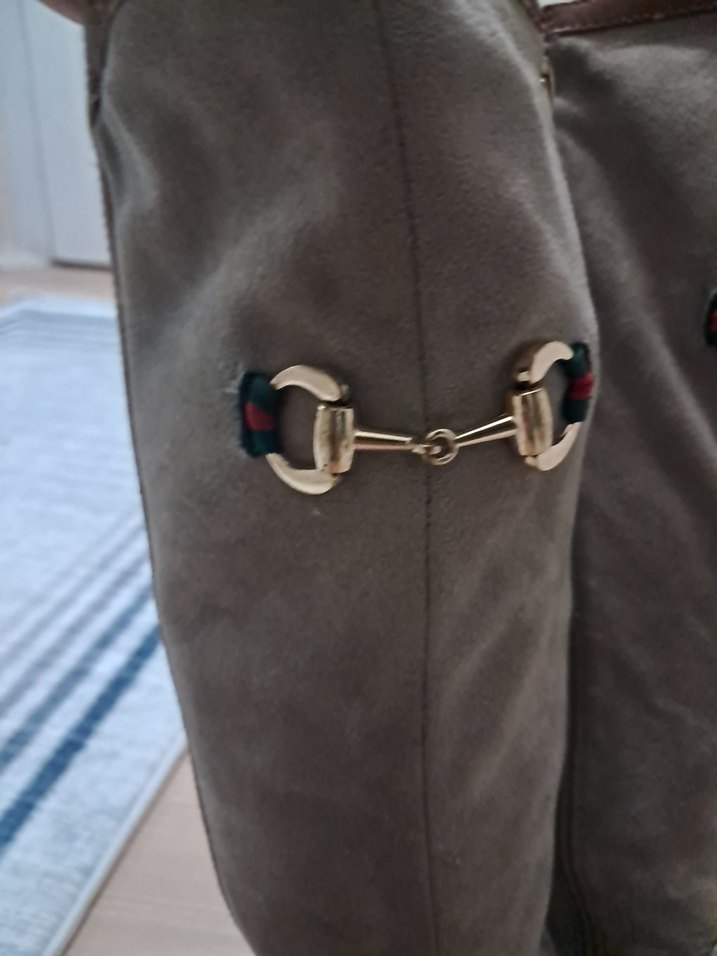 Bej Süet Kadın Dizüstü Çizme - Görsel 4