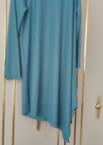Drapeli V Yaka Uzun Kollu Mavi Tunik pantalon