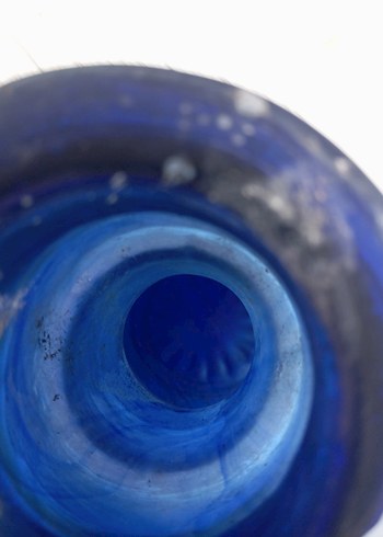 Mavi Çiçek Desenli Renkli Vazo ve nargile şişesi - Görsel 2