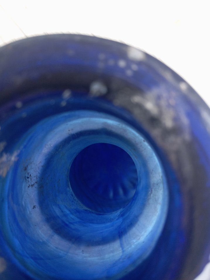 Mavi Çiçek Desenli Renkli Vazo ve nargile şişesi - Görsel 2