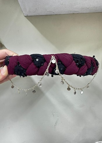 Zincir Detaylı Yeşil Örgülü  yoresel  kufi tac - Görsel 2