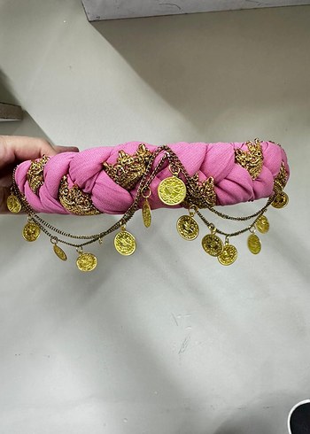 Zincir Detaylı Yeşil Örgülü  yoresel  kufi tac - Görsel 5