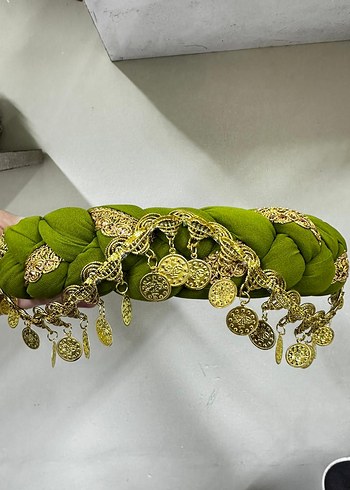 Zincir Detaylı Yeşil Örgülü  yoresel  kufi tac - Görsel 7