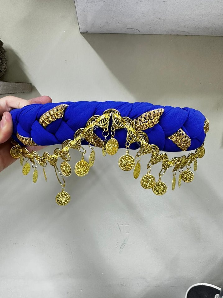 Zincir Detaylı Yeşil Örgülü  yoresel  kufi tac - Görsel 4