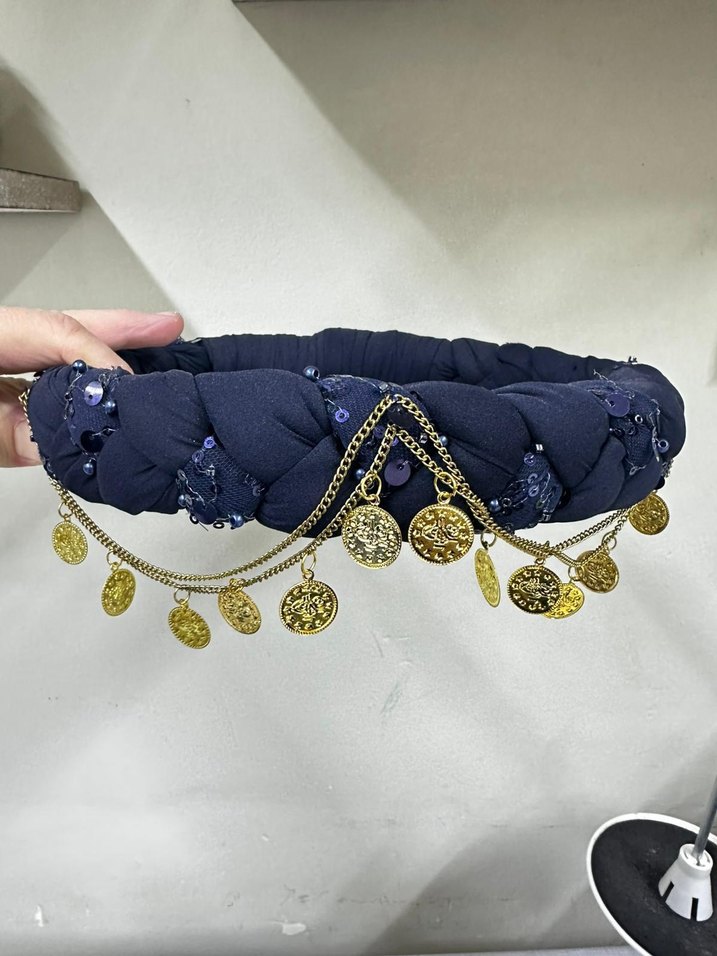 Zincir Detaylı Yeşil Örgülü  yoresel  kufi tac - Görsel 3