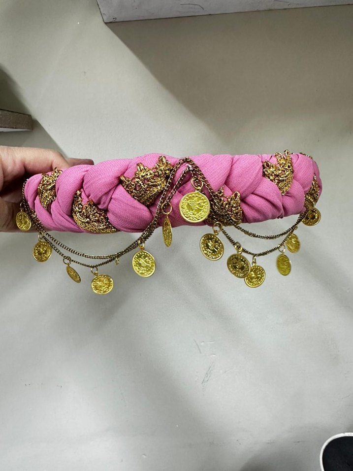 Zincir Detaylı Yeşil Örgülü  yoresel  kufi tac - Görsel 5