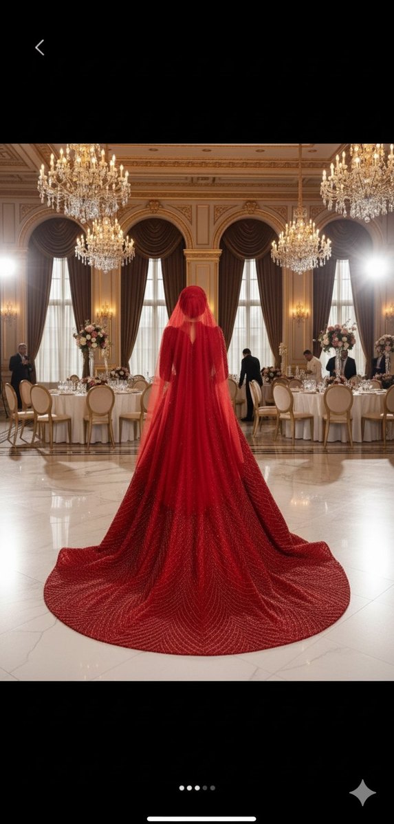 Uzun Kollu kirmizi Drapeli Düğün Bindallı - Görsel 3