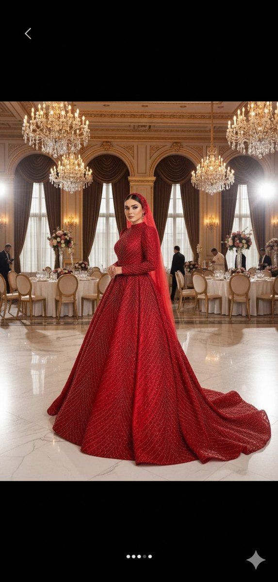 Uzun Kollu kirmizi Drapeli Düğün Bindallı - Görsel 2