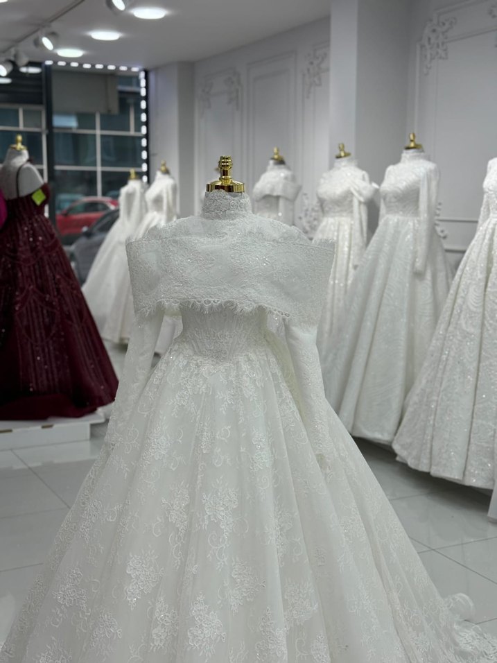 Klasik firansiz gupur Dantelli Prenses Gelinlik - Görsel 3