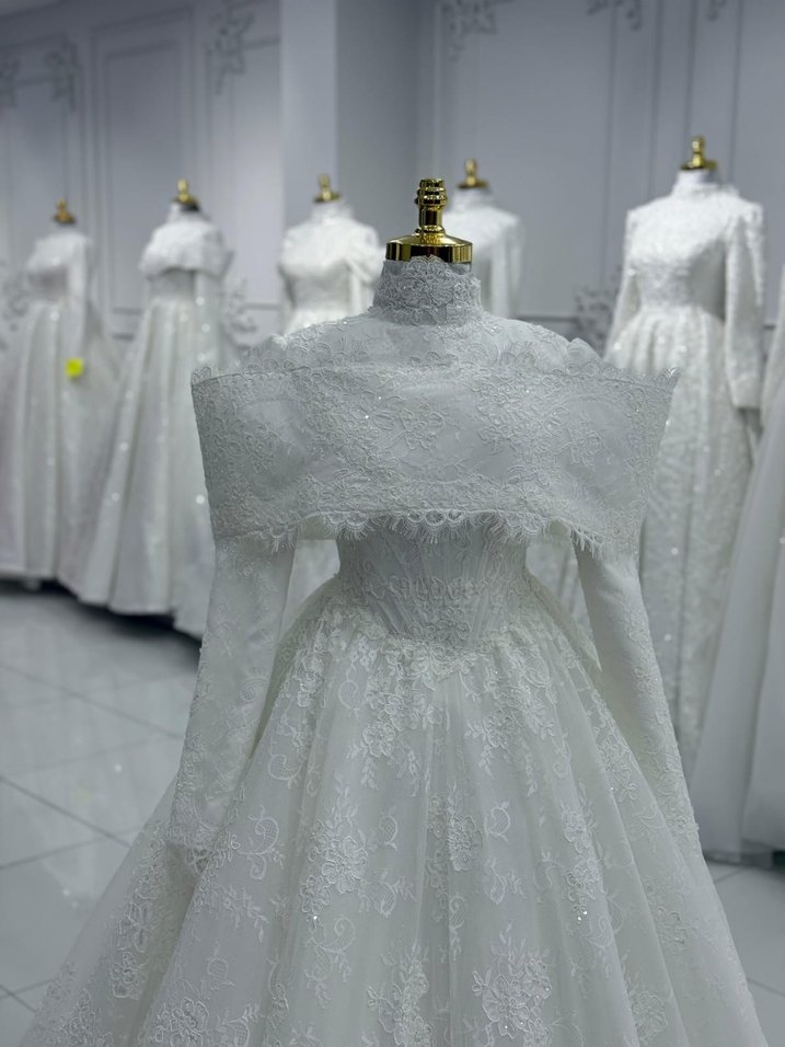 Klasik firansiz gupur Dantelli Prenses Gelinlik - Görsel 2
