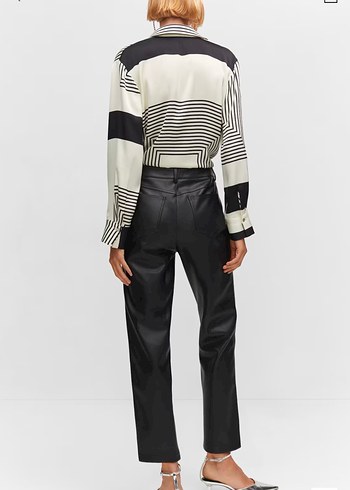 Deri görünümlü mango pantolon - Görsel 2