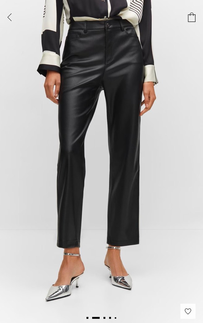 Deri görünümlü mango pantolon - Görsel 3