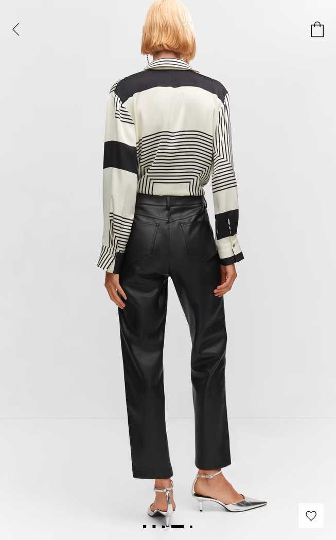 Deri görünümlü mango pantolon - Görsel 2