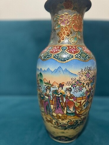 38 cm damgalı antika Çin porselen vazo