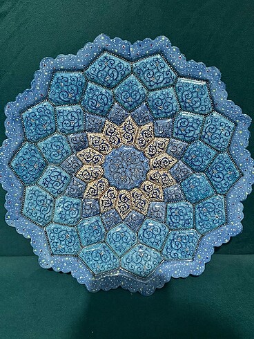 Beden mavi Renk İran el işçiliği duvar tabağı 30 cm