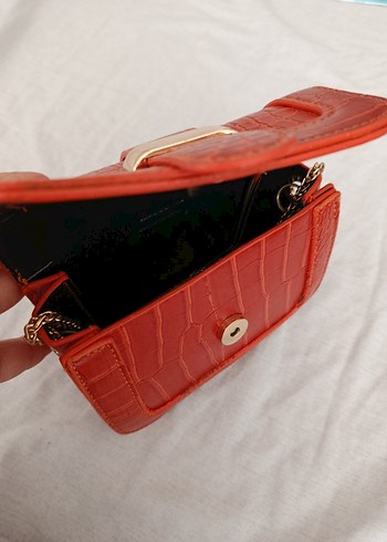 Turuncu Timsah Derisi Desenli Çanta - Görsel 2