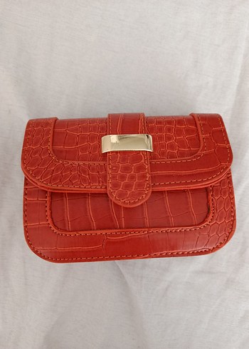 Turuncu Timsah Derisi Desenli Çanta - Görsel 3