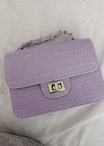 Lila Timsah Derisi Desenli Çanta - Görsel 4