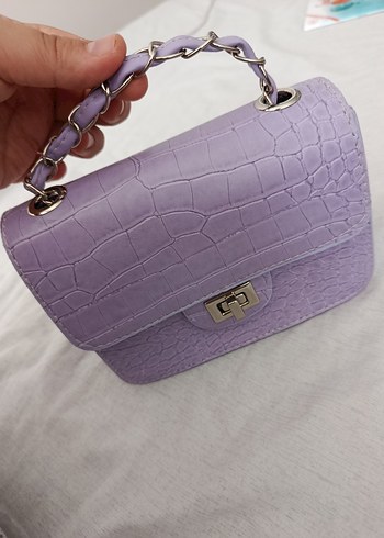 Lila Timsah Derisi Desenli Çanta - Görsel 3