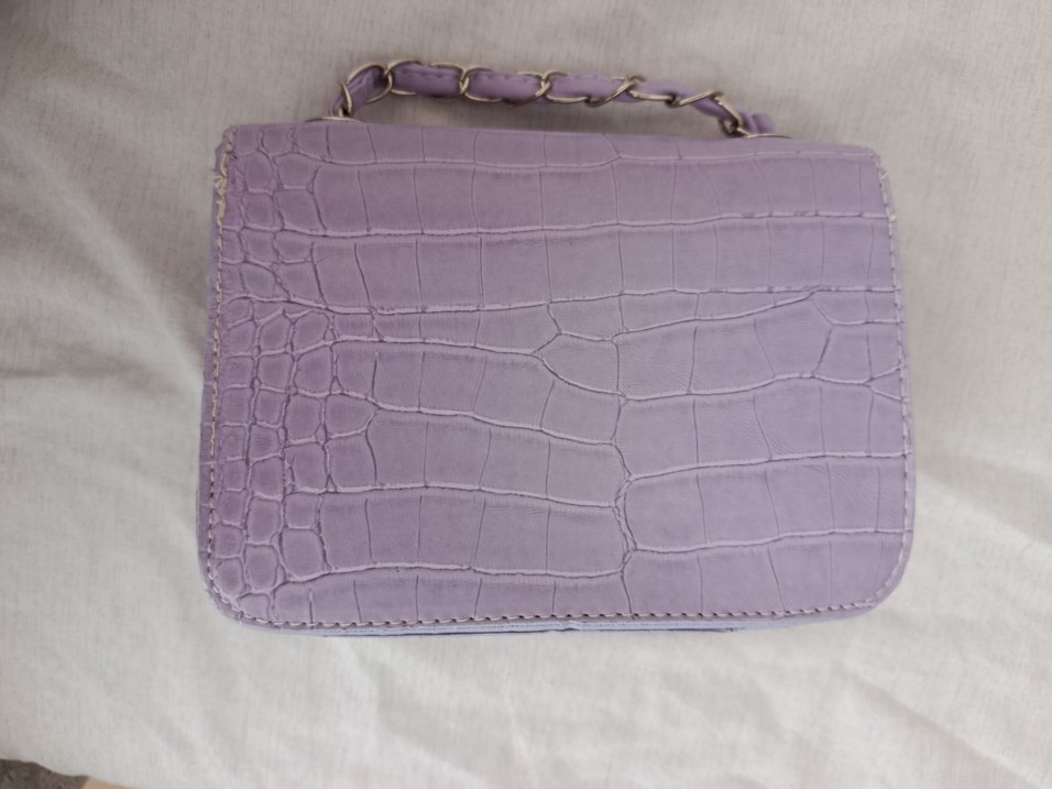 Lila Timsah Derisi Desenli Çanta - Görsel 5