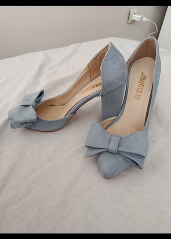 Bebe Mavisi Fiyonklu Topuklu Ayakkabı - Görsel 5