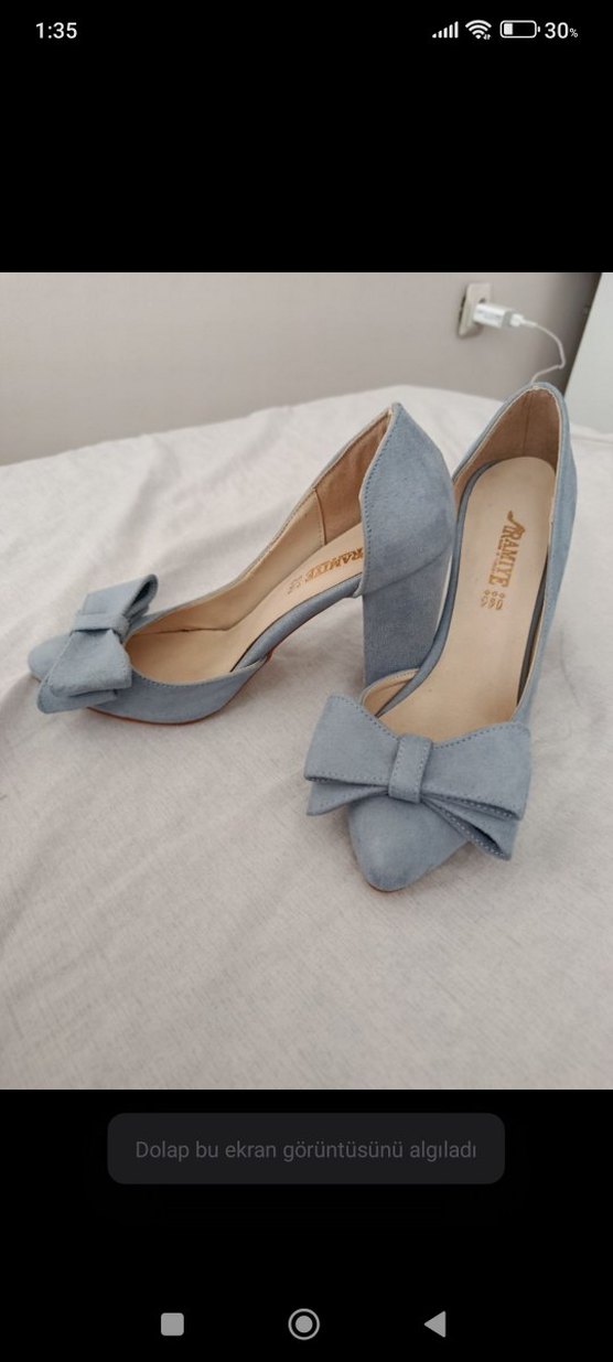 Bebe Mavisi Fiyonklu Topuklu Ayakkabı - Görsel 5