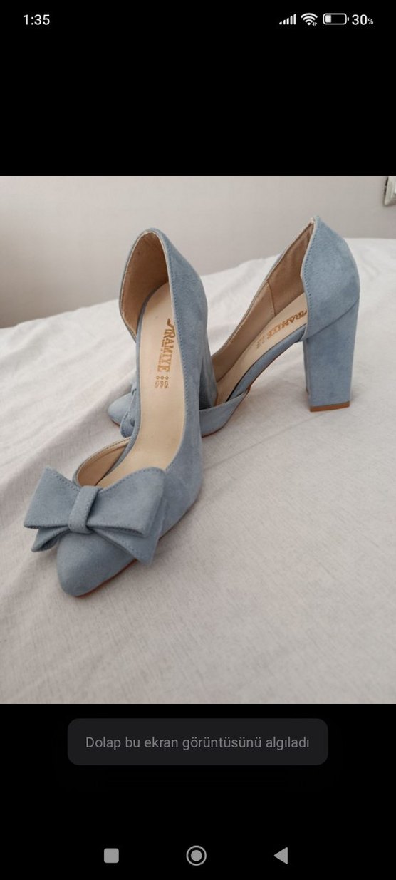 Bebe Mavisi Fiyonklu Topuklu Ayakkabı - Görsel 4