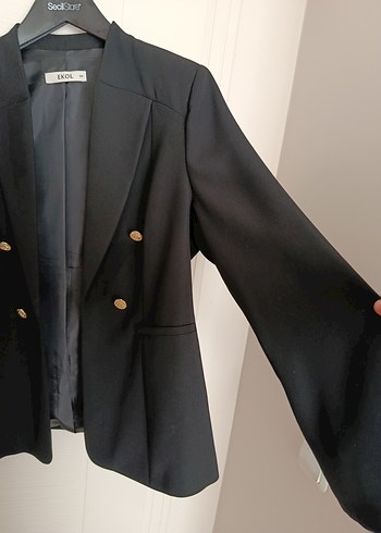 Ekol Siyah Şık Düğmeli Ceket - Görsel 6