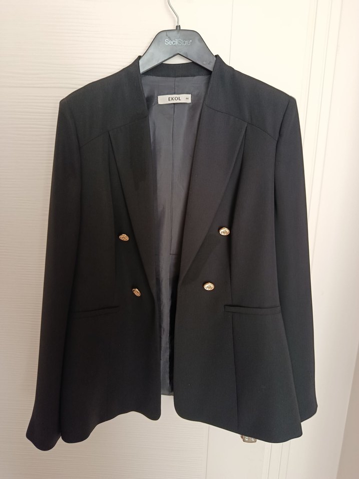 Ekol Siyah Şık Düğmeli Ceket - Görsel 5