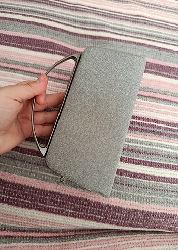 Gri Gümüş Simli Abiye Çanta - Görsel 6