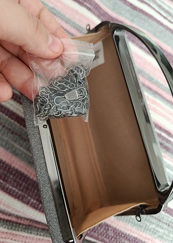 Gri Gümüş Simli Abiye Çanta - Görsel 4