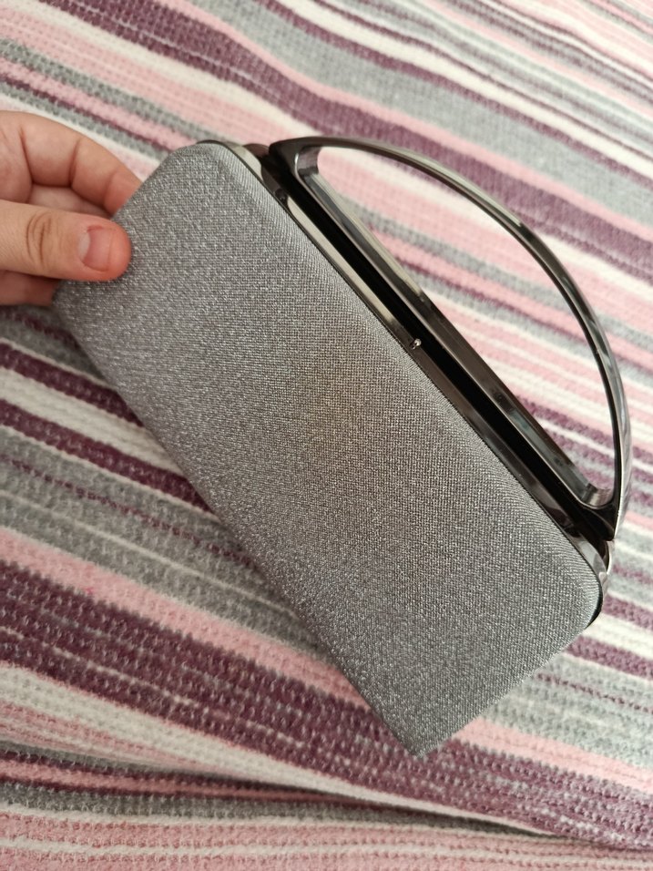 Gri Gümüş Simli Abiye Çanta - Görsel 5