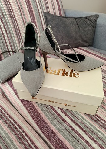 Gri Gümüş Abiye Topuklu Ayakkabı - Görsel 6