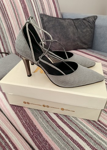 Gri Gümüş Abiye Topuklu Ayakkabı - Görsel 5