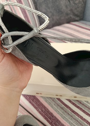 Gri Gümüş Abiye Topuklu Ayakkabı - Görsel 7