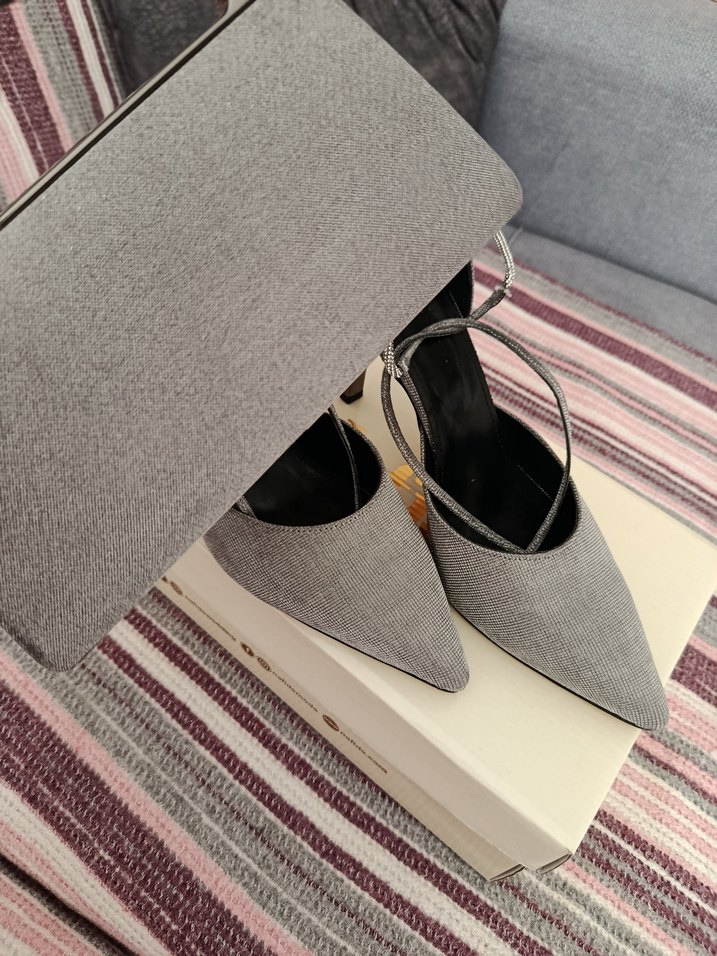 Gri Gümüş Abiye Topuklu Ayakkabı - Görsel 4