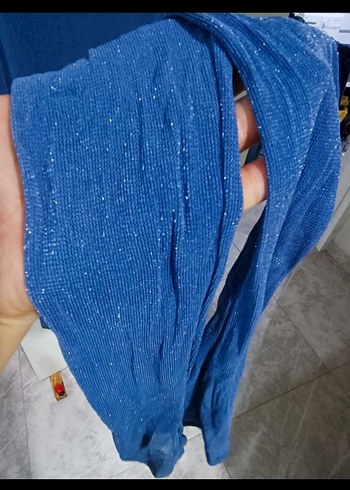 İndigo Straplez Büzgülü Uzun Abiye Elbise - Görsel 8