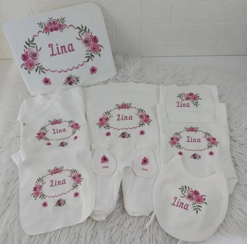 Pamuklu Beyaz Baskılı Bebek Uyku Seti - Görsel 2