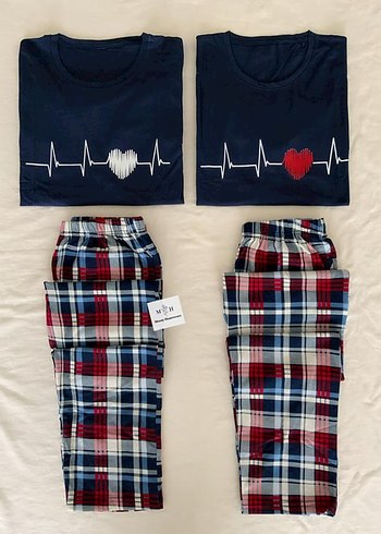 Diger Renkli Kalp Desenli Rahat Pijama Takımı