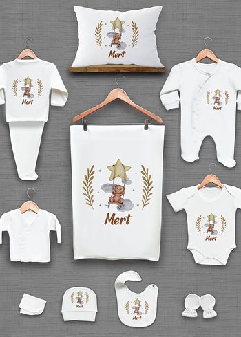 Baskılı Pamuk Bebek Hastane Çıkışı Seti - Görsel 8