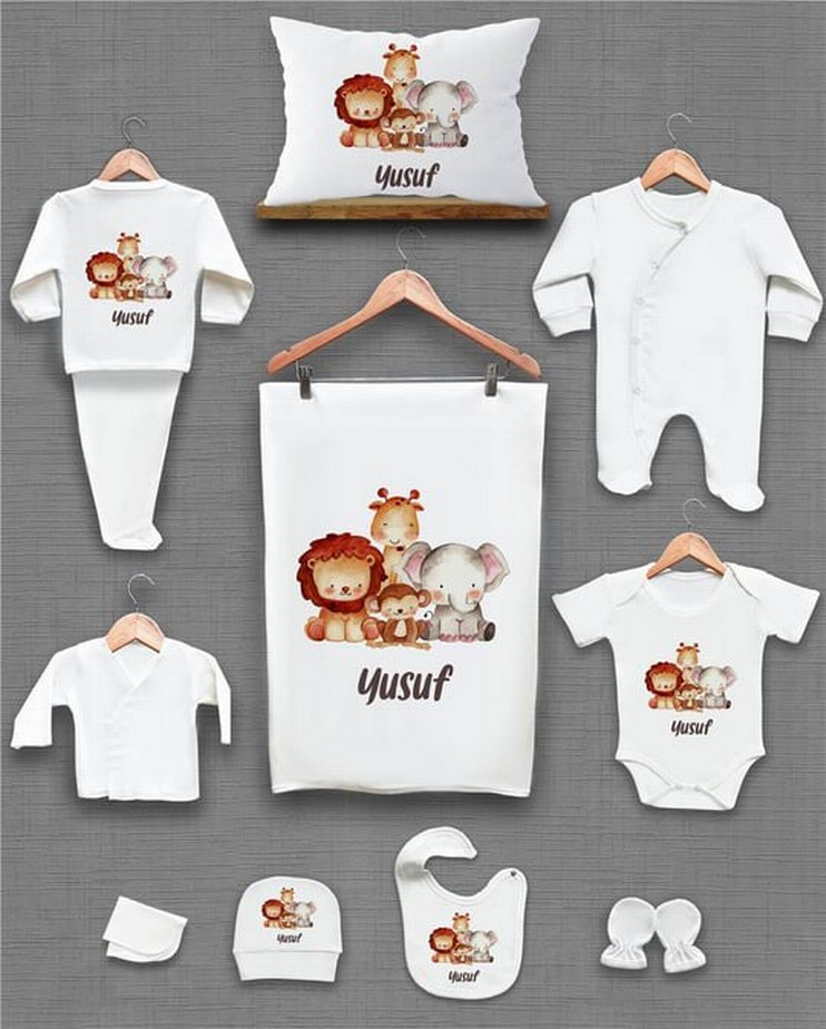 Baskılı Pamuk Bebek Hastane Çıkışı Seti - Görsel 5