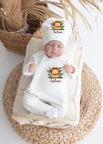 Bebek Hastane Çıkışı Beyaz Baskılı Pamuklu - Görsel 7