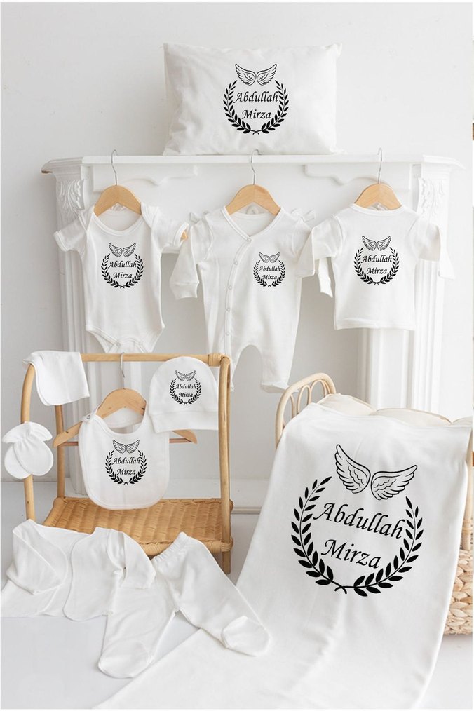 Bebek Hastane Çıkışı Beyaz Baskılı Pamuklu - Görsel 3