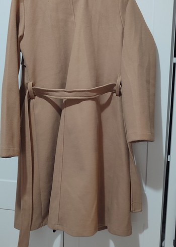 Bej Süet Düğmeli Uzun Kadın Kaban - Görsel 2