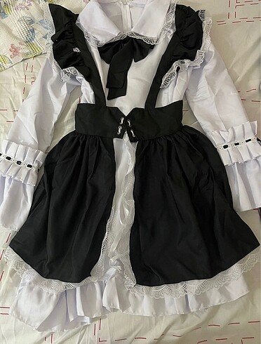 anime maid beyaz kostum elbise