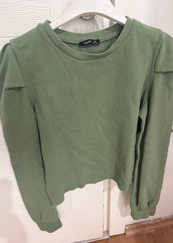 Kadın Haki Sweatshirt Uzun Kollu