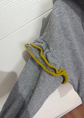 s Beden gri Renk Fermuarlı Gri Mini Kapüşonlu Sweatshirt